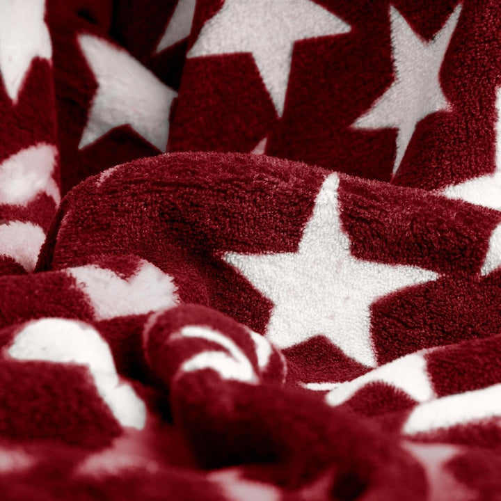 Celinatex Flauschige Kuscheldecke 150 X 200 Cm Bordeaux Decke Sofa Couch Wohndecke Weich Stars Mikrofaser Fleece Oeko-Tex Moonlight