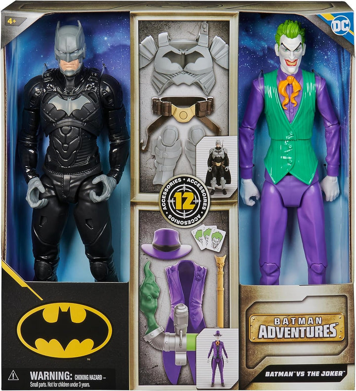 DC Batman Adventures Batman Vs the Joker Action Figure Set, 30 cm - 2 figuri complet mobile cu 12 elemente de echipament pentru jocuri de rol captivante, jucărie pentru copii cu vârsta de peste 4 ani