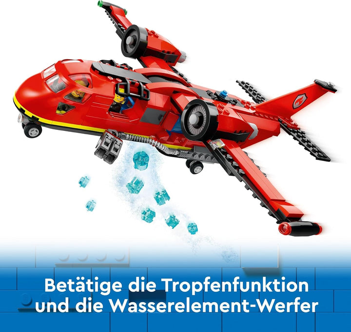 LEGO City Firefighting Plane, Set de pompieri cu avion jucărie pentru copii, set de construcție cu 3 figuri de pompieri și decor de incendiu, idee excelentă de cadou pentru băieți și fete de la 6 ani 60413