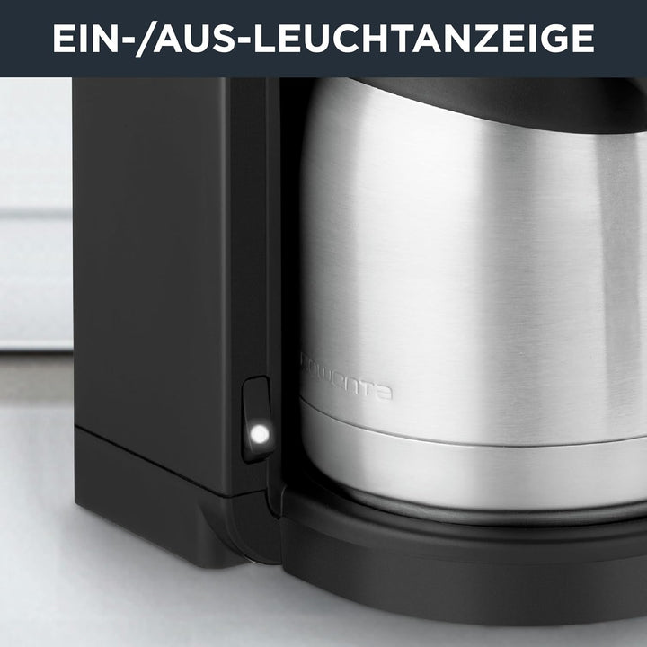 Rowenta CT3818 Cafetiera cu filtru Adagio Milano, cană termo din oțel inoxidabil, 10-15 cești, capacitate 1,25 L, oprire automată, 850 Watt, 26,5 X 27 X 38,5 cm, negru