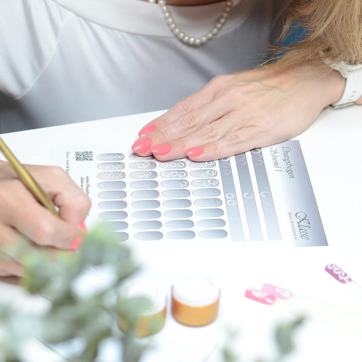 Übungsbögen Nageldesign Nailart (Grundlagen) 3Er Set Übungsbogen Starterset Übung Schulung Tipps Nagelset Nagelart Zubehor Zubehör Nail Art Zum Lernen Ohne Sticker Stickers Folie Brush Stemper ÜB001