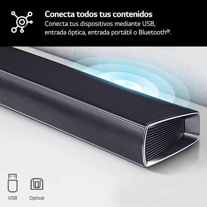 LG SQC4R 4.1 Soundbar (220W) Mit Kabellosem Subwoofer Und Rücklautsprechern (Adaptive Sound Control, Bluetooth), Schwarz