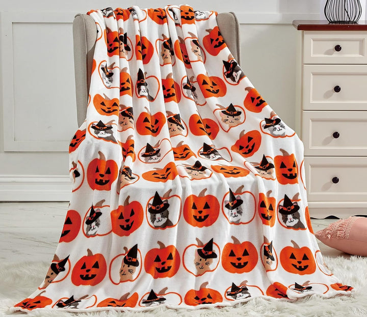 Elegant Comfort Leichte Ãœberwurfdecke Mit Halloween-Motiv, Weich, GemÃ¼tlich Und PlÃ¼schig, Perfekt Zum Entspannen in Dieser Gruseligen Jahreszeit, 127 X 152,4 Cm, Totenkopf Und Knochen