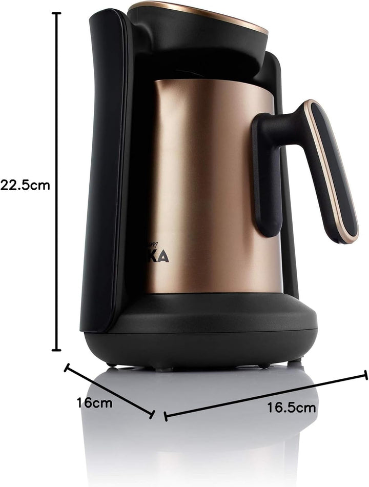Cafetieră turcească Arzum Okka Minio, aparat Mocha, 1-4 căni, cană din oțel inoxidabil de 300 ml, protecție la preaplin, sistem inteligent de preparare, cană lavabilă, 480 W, cupru