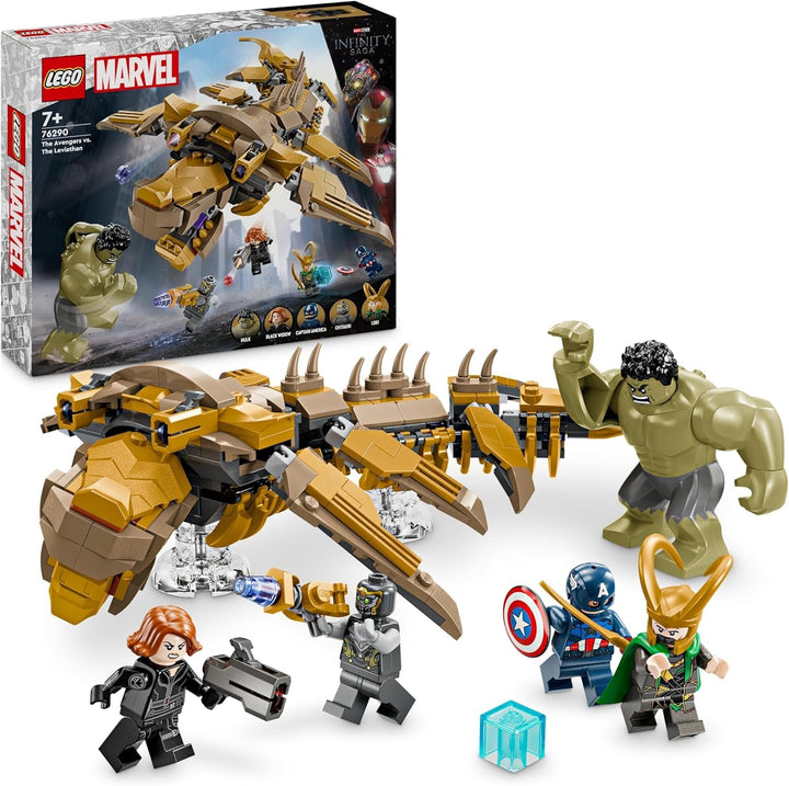 LEGO Marvel Avengers Vs. Leviathan, jucărie de construcție, set cu Hulk și minifigurinele Captain America, Loki, Black Widow și Chitauri, set de joacă Avengers pentru băieți și fete de peste 7 ani 76290