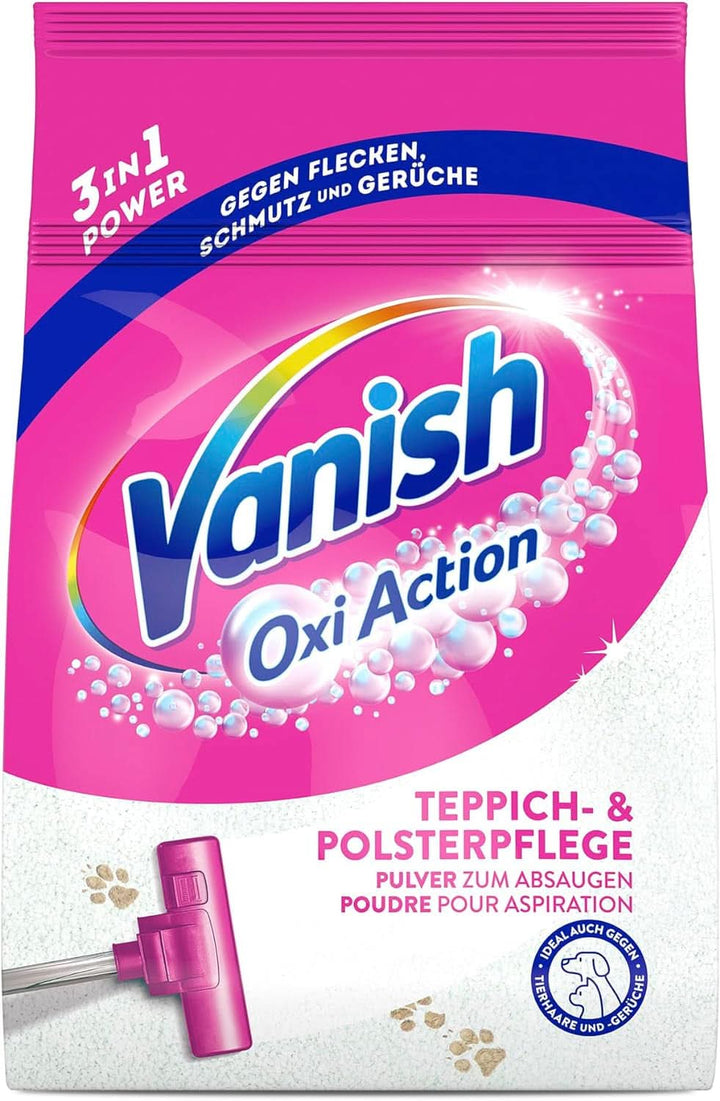 Vanish Oxi Action Pulbere pentru curățarea covoarelor și a tapițeriei - 1 X 820 G - Curăță suprafețe mari pentru covoare și tapițerii împotriva murdăriei, mirosului urât și prafului