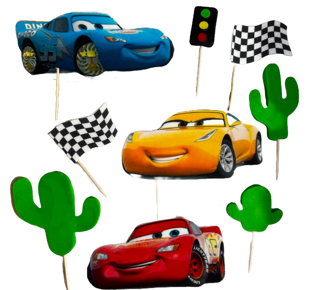 Set 9 decoratiuni comestibile din pasta de zahar, Cars