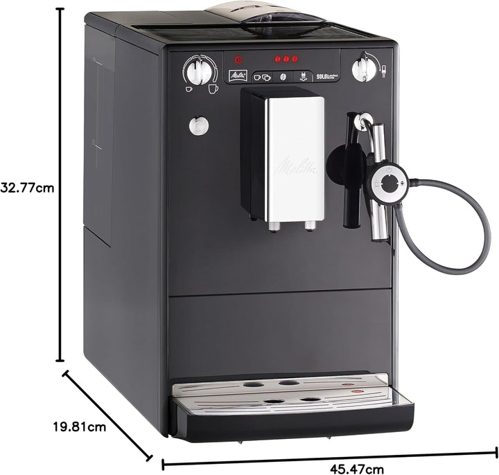 Melitta Caffeo Solo & Perfect Milk - Espressor complet automat - Cu sistem de lapte - Spumator de lapte - Intensitate cafea reglabilă pe 3 niveluri - Negru (E957-201)