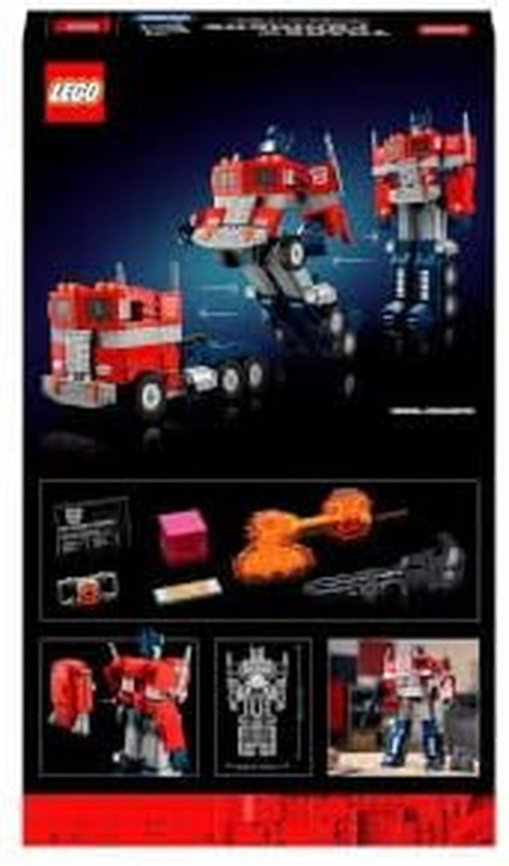 LEGO 10302 Icons Optimus Prime Set, 2In1 Robot Figura și camion Model, Transformers Toy Model Kit pentru adulți, Ziua de naștere sau Crăciun cadou pentru bărbați, femei, ea și el