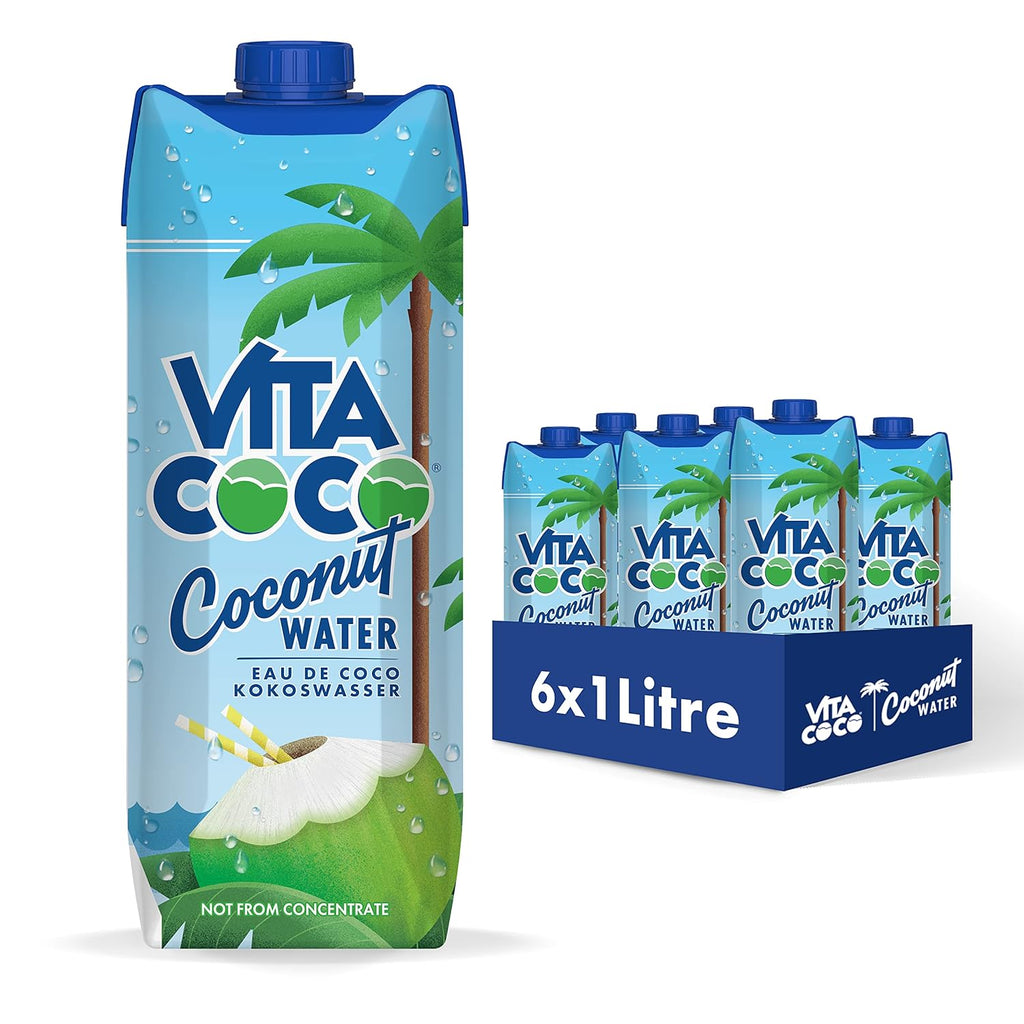 Vita Coco Pure Coconut Water 6 x 1litru, hidratant natural cu electroliți, fără gluten, plin de vitamina C și potasiu