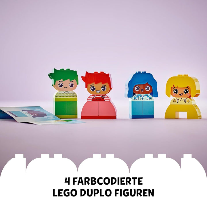 LEGO DUPLO Big Feelings, joc de stivuire pentru construcții cu 23 de cărămizi colorate și 4 figurine, jucărie pentru abilități motorii pentru a promova dezvoltarea socială și emoțională a copiilor mici de la 18 luni 10415