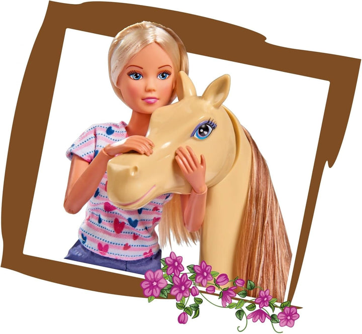 Simba 105730939 - Steffi Love Riding Tour, În costum de călărie, Cu 2 cai, Păpușă complet articulată, Păpușă dress-up, 29cm, Pentru copii de la 3 ani în sus