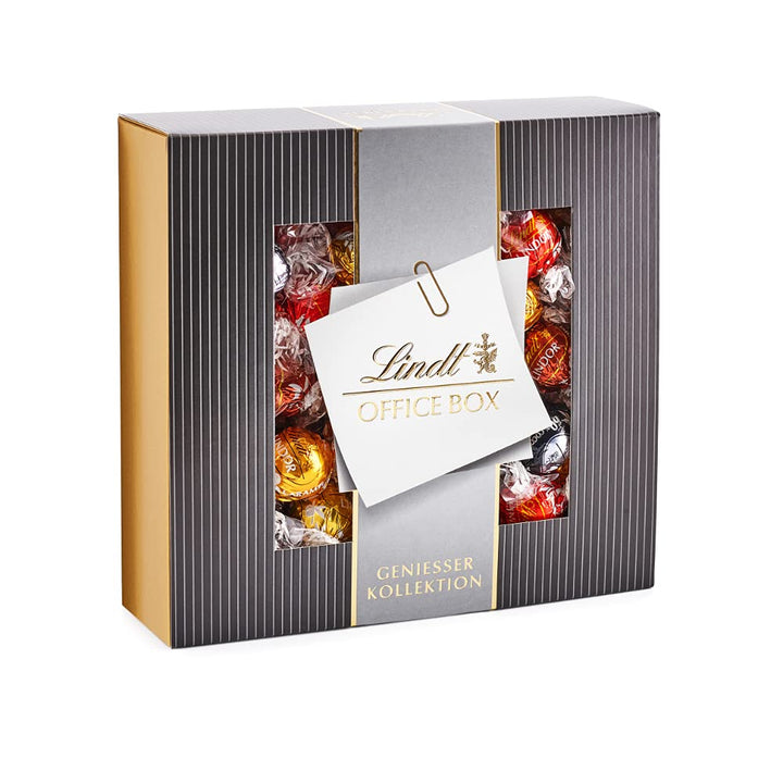 Lindt Schokolade LINDOR Home Office Box | 933 G | Ca. 74 Kugeln Mit Zartschmelzender Füllung, Sorten: Milch, Dark 45%, Erdbeer-Sahne, Cocos, Stracciatella | Pralinengeschenk | Großpackung