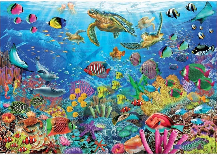 Educa - Puzzle 1000 piese pentru adulti | Lumea subacvatica, puzzle 1000 piese pentru adulti si copii de la 14 ani, animale marine, puzzle natura (19266)