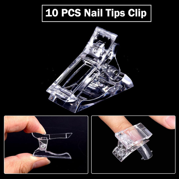 Set de 120 de forme pentru unghii, extensii de unghii, forme cu gel pentru unghii, set de forme pentru unghii cu perie cu două capete și pilă pentru unghii cu cleme, pentru unghii cu gel