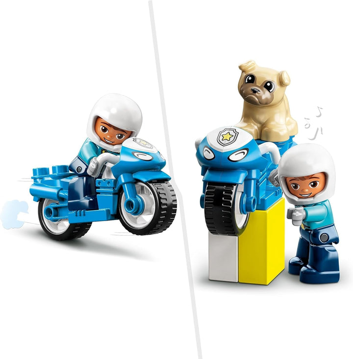 Motocicletă de poliție LEGO 10967 DUPLO, Jucărie de poliție pentru copii mici de la 2 ani, Jucărie ideală pentru abilități motorii pentru bebeluși, Motocicletă de jucărie