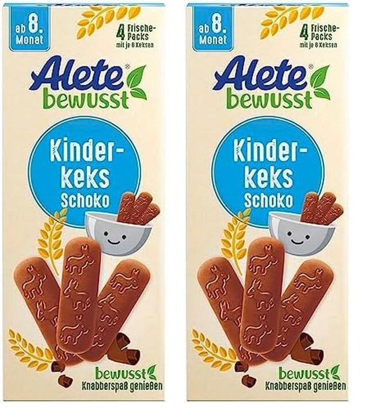 Alete Bewusst Kinderkeks Schoko, Ab Dem 8. Monat, Butterkeks Aus Weizen Für Kinder, Handlich Verpackte Kekse Als Kleiner Snack, Perfekt Für Unterwegs & Zwischendurch, 1 X 180 G