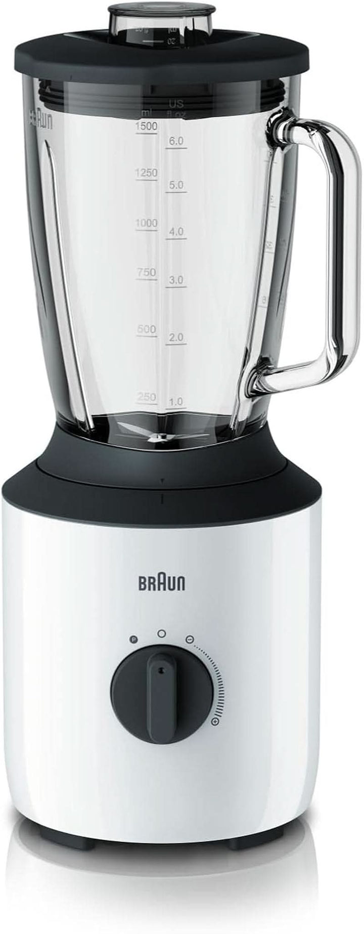 Braun Powerblend 3 JB 3150 BK Standmixer - 1,5 L Glas-Mixaufsatz, Küchenhelfer Zum Zerkleinern, Pürieren & Mixen, 800 Watt, Schwarz