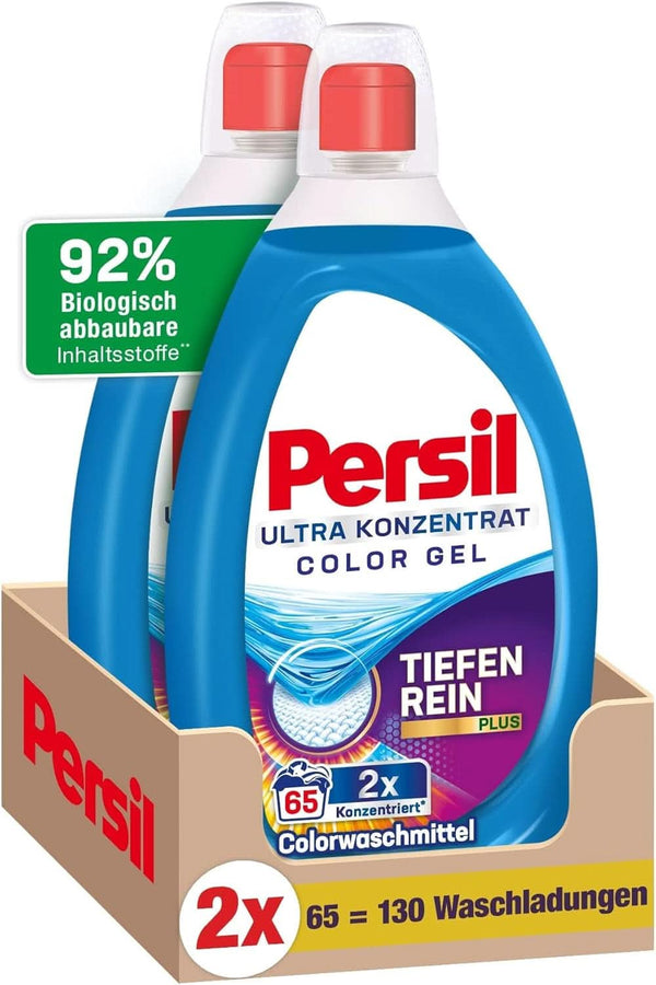 Persil Ultra Concentrate Colour Detergent (2 X 65 de spălări), Detergent lichid foarte concentrat cu tehnologie Deep Clean Plus împotriva celor mai dificile pete