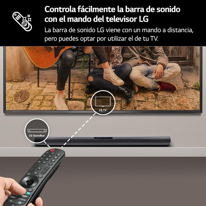 LG SQC4R 4.1 Soundbar (220W) Mit Kabellosem Subwoofer Und Rücklautsprechern (Adaptive Sound Control, Bluetooth), Schwarz