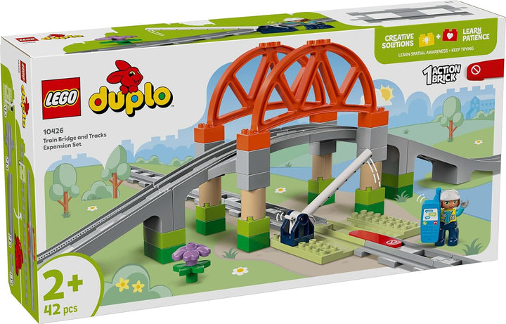 LEGO DUPLO Town Pod de cale ferată și șine - Set de expansiune, cadou pentru copii începând cu 2 ani, set pentru construcție și reconstrucție, set de dezvoltare pentru preșcolari, jucărie educațională 10426