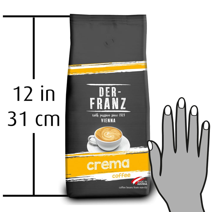 DER-FRANZ Kaffee Crema, Intensität 4/5, 100% Arabica, Ganze Kaffeebohnen, 1000G