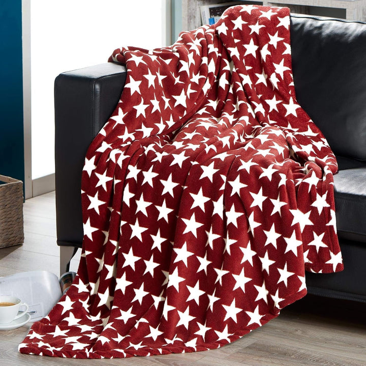 Celinatex Flauschige Kuscheldecke 150 X 200 Cm Bordeaux Decke Sofa Couch Wohndecke Weich Stars Mikrofaser Fleece Oeko-Tex Moonlight