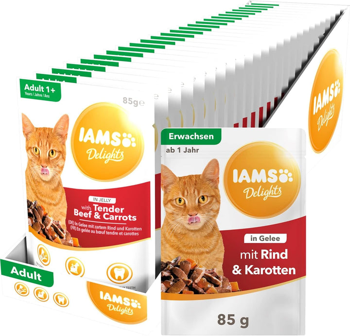 Hrană umedă pentru pisici Iams Delights cu pui și curcan în sos - Multipack pentru pisici adulte, 24 X 85G