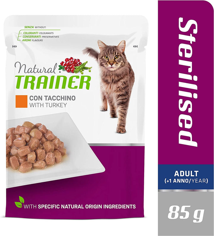 Natural Sterlisied Adult Hrană umedă pentru pisici cu curcan și fibre de mazăre, 12 pungi X 85 G - 1020 G