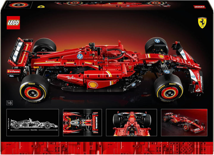 LEGO Technic Ferrari SF-24 F1 Race Car - Mașină model pentru adulți - Set Formula 1 de colecție - Motor V6, cutie de viteze, direcție și DRS la scara 1:8 - Cadou pentru fanii sporturilor cu motor și ai mașinilor de curse 42207