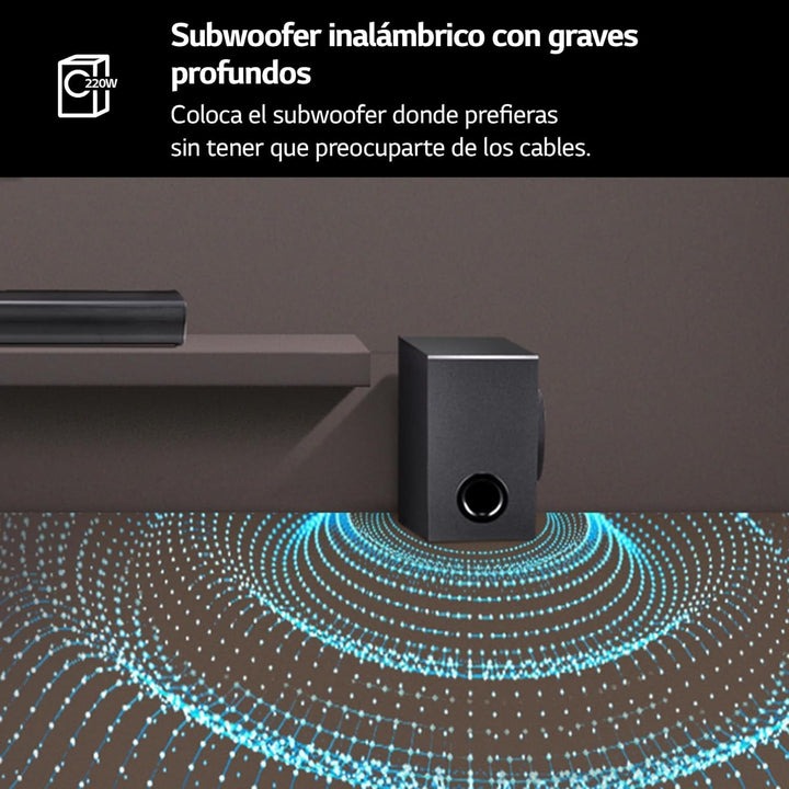 LG SQC4R 4.1 Soundbar (220W) Mit Kabellosem Subwoofer Und Rücklautsprechern (Adaptive Sound Control, Bluetooth), Schwarz