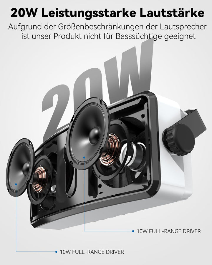 Plyee Audio Bluetooth-Lautsprecher Für Draußen, IPX5 Wasserdicht, Drahtlose Synchronisation Mit 100 Lautsprechern, Wandmontierbar, Ideal Für Terrasse, Veranda, Garage, Paar (MZ-511)