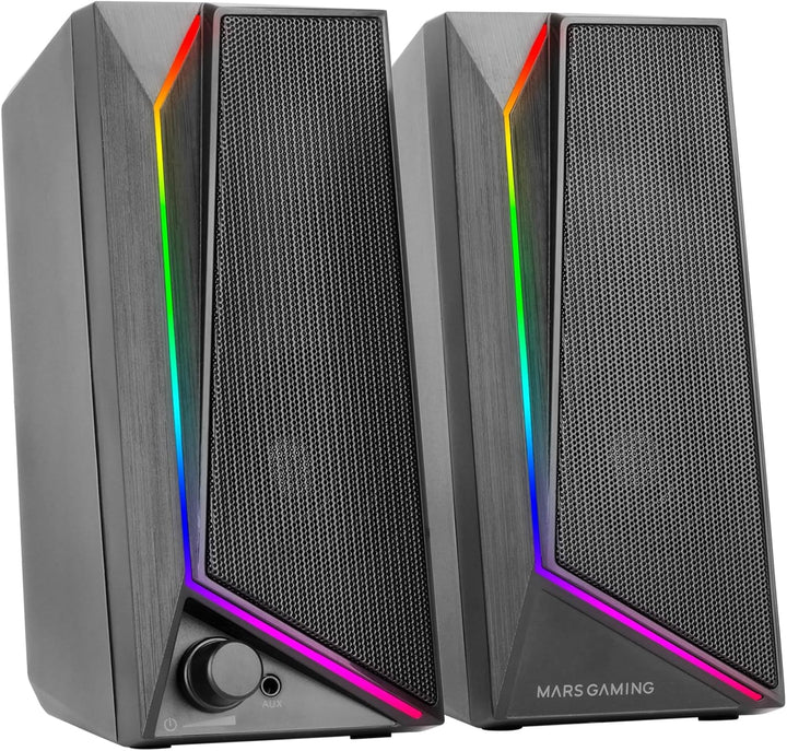 Mars Gaming MSB-ORB, Tragbarer Lautsprecher + Soundbar 20W, Orbilight RGB 360° Beleuchtung, Soundbar Mit Triple-Driver-System, Gaming-Lautsprecher Bluetooth 5.3 / Usb/Microsd/Aux/Fm, Schwarz