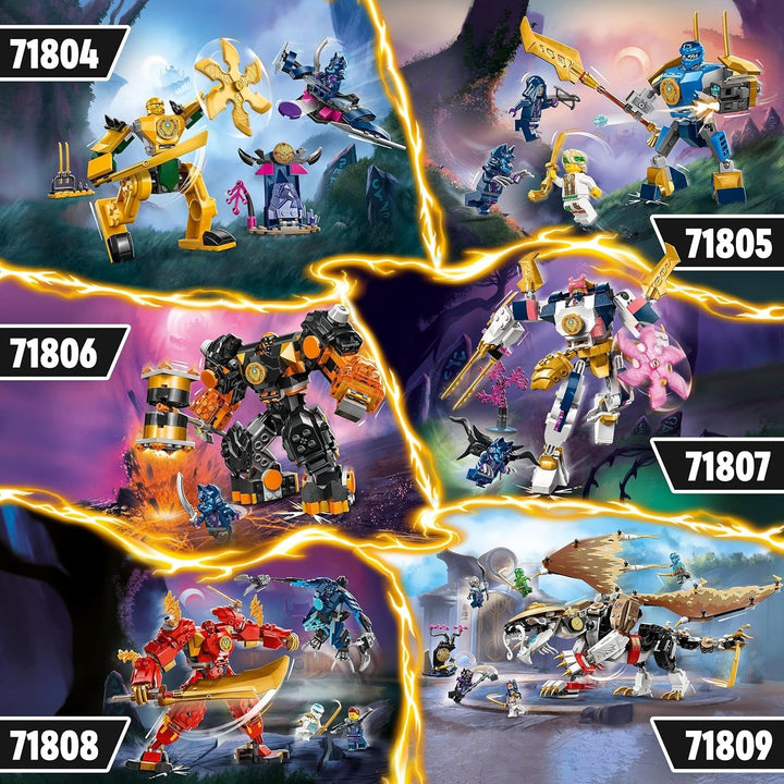 LEGO NINJAGO Jay Battle Mech, jucărie ninja pentru copii cu figurine, inclusiv minifigurina Jay cu mini katana, figurine de acțiune și mecs, cadou mic pentru băieți și fete creative de la 6 ani 71805