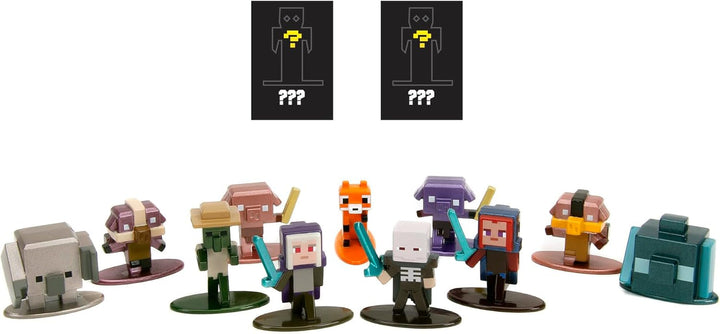 Jada Toys - Minecraft Blind Pack Nanofigs, Wave 2, Minecraft Legends Nano Metal Collectible Figure, Diverse modele, 4 Cm, Vârsta 3+, Negru