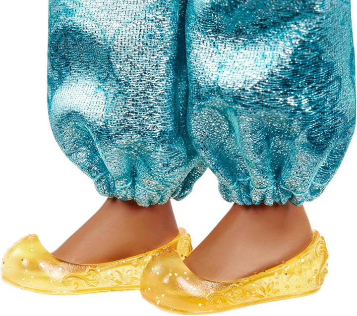 Jucărie Mattel Disney Princess, păpușă mobilă Jasmine Fashion cu haine și accesorii strălucitoare, inspirată de filmul Disney, cadou pentru copii, HLW12