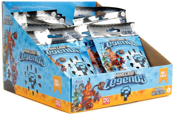 Jada Toys - Minecraft Blind Pack Nanofigs, Wave 2, Minecraft Legends Nano Metal Collectible Figure, Diverse modele, 4 Cm, Vârsta 3+, Negru