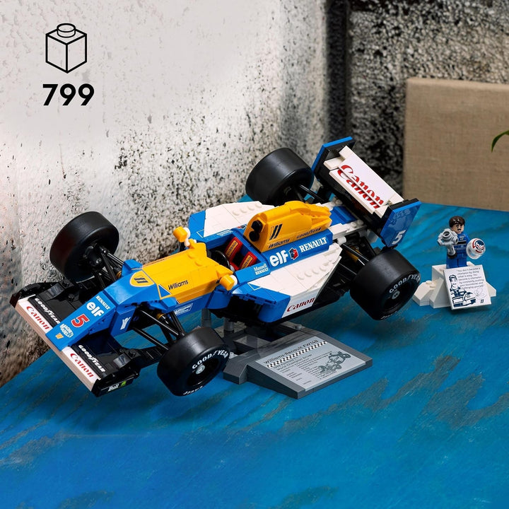 LEGO Icons Williams Racing FW14B cu Nigel Mansell - Set de mașini model F1 cu minifigurine cu pilot de curse de colecționat - Decorațiune de birou cu suport - Cadou pentru adulți și adolescenți fani ai sporturilor cu motor 10353