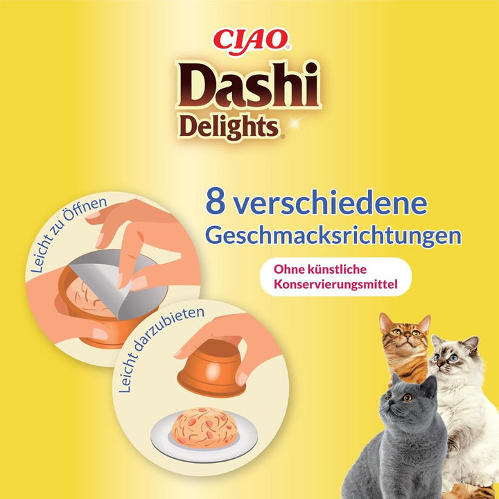 INABA Dashi Delights Hrană umedă pentru pisici 100% pui natural | Fără cereale, fără zahăr, fără arome artificiale, 86% umiditate | Tratamente premium pentru pisici în bulion 70 G (pachet de 6)