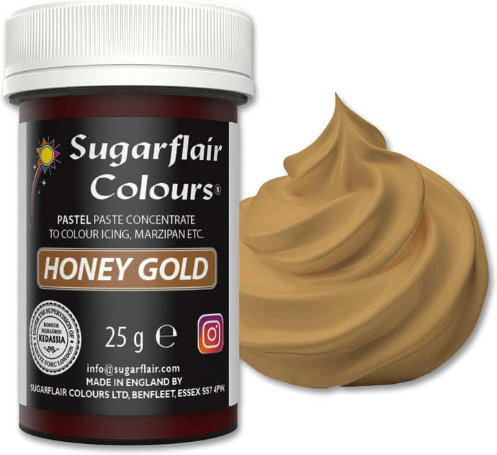 Sugarflair Lebensmittelfarbe Pasta Pastel Honey Gold, Pasta Lebensmittel Farbe Für Fondant Und Marzipan, Spectral Concentrated Paste Colours - 25G