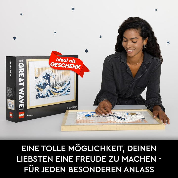 LEGO 31208 Art Hokusai - Marele val, decorațiuni de perete japoneze 3D, set de artizanat, pânză de ocean încadrată, hobby-uri pentru adulți, DYI, decorațiuni pentru casă și birou