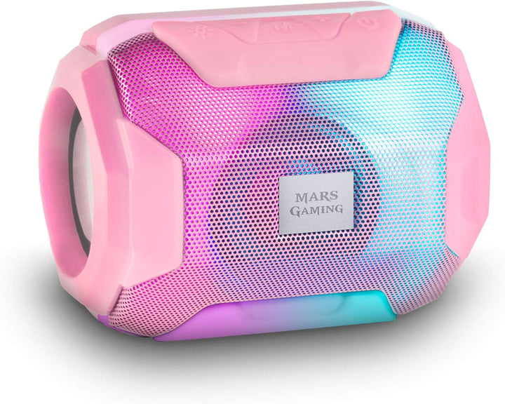Mars Gaming MSB-ORB, Tragbarer Lautsprecher + Soundbar 20W, Orbilight RGB 360° Beleuchtung, Soundbar Mit Triple-Driver-System, Gaming-Lautsprecher Bluetooth 5.3 / Usb/Microsd/Aux/Fm, Schwarz
