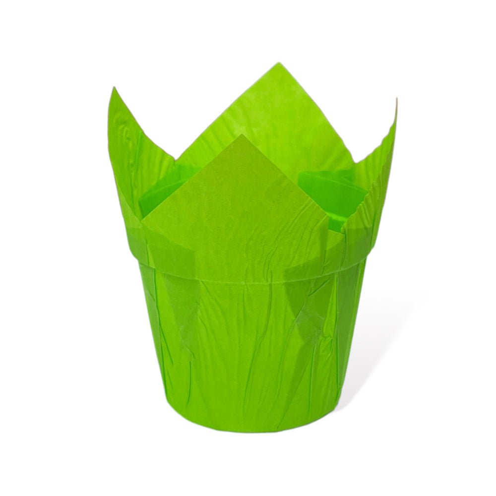 Forme de copt verzi pentru brioșe sub formă de lalea 20 buc - Nati Shop