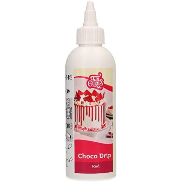 FunCakes Choco Drip Red: Aromă delicioasă, Ușor de folosit, Perfect pentru prăjituri cu picurare, Aromă de ciocolată cu picurare. Pachet resigilabil 180 g. Pasta de zahar Naty Shop Default Title