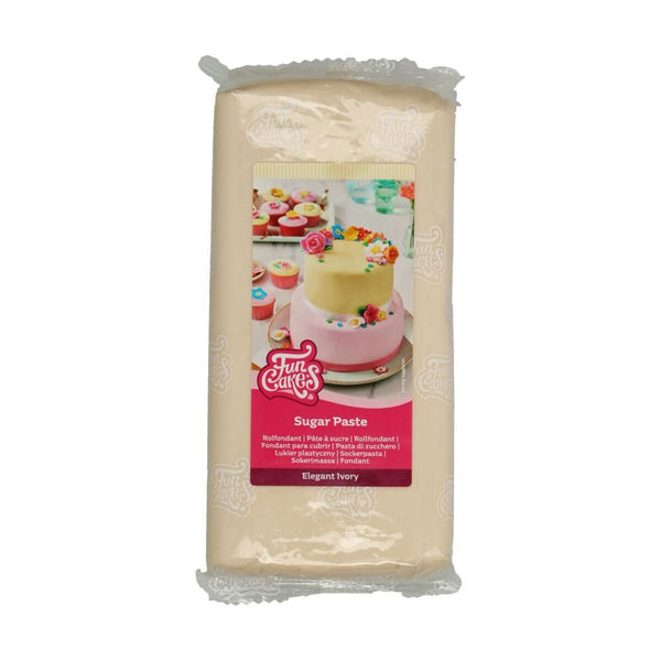 FunCakes Roll Fondant Elegant Ivory: Ușor de utilizat, neted, flexibil, moale și pliabil, perfect pentru decorarea prăjiturilor, halal, kosher și fără gluten. 1 kg Pasta de zahar Naty Shop Default Title