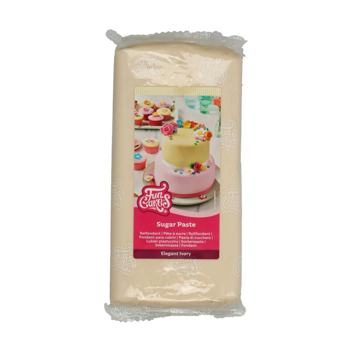 FunCakes Roll Fondant Elegant Ivory: Ușor de utilizat, neted, flexibil, moale și pliabil, perfect pentru decorarea prăjiturilor, halal, kosher și fără gluten. 1 kg Pasta de zahar Naty Shop Default Title