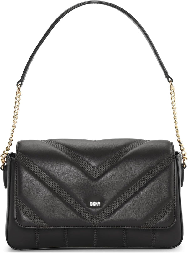 Geantă de umăr cu clapetă pentru femei DKNY, negru/galben Genti Femei Naty Shop Titlu implicit