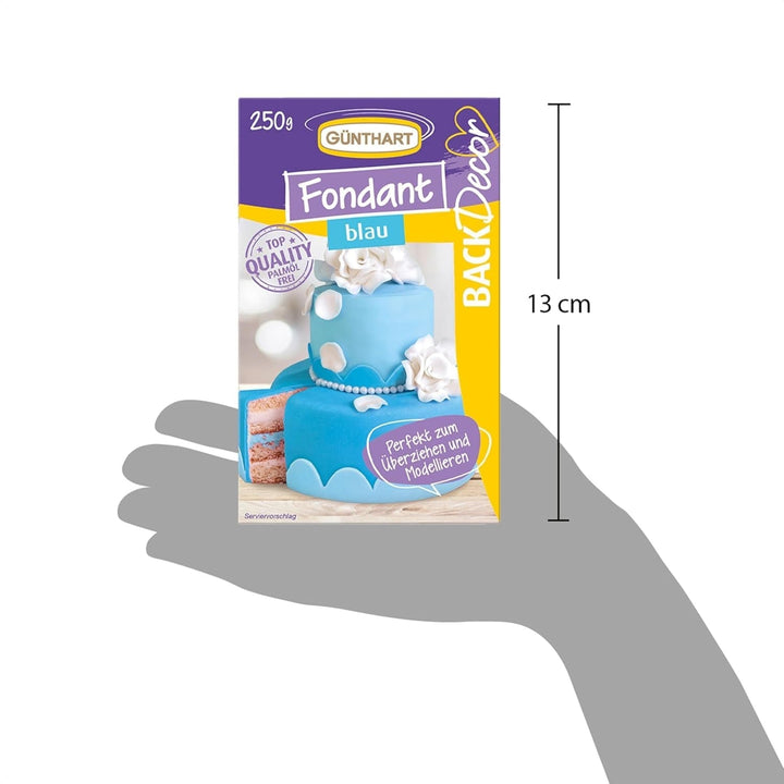 Günthart BackDecor 250 g fondant albastru, 100% vegan, fără ulei de palmier, rezistent la rupere pentru a acoperi prăjituri și produse de patiserie, potrivit pentru modelare, pachet de 3 (1 x 250 g) Pasta de zahar Naty Shop