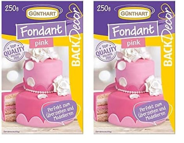 Günthart BackDecor fondant roz | calitate superioară | gata de utilizare | fără ulei de palmier | rezistent la rupere | pentru acoperirea prăjiturilor și produselor de patiserie | potrivit pentru modelare | pachet de 2 (1 x 250 g) Pasta de zahar Naty Shop Roz 250 G (pachet de 2)