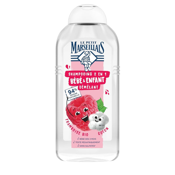 Le Pe Marseillais | Șampon 2 în 1 pentru bebeluși și copii, pentru descurcare, zmeură, organic și bumbac (300 ml) Copii - Baie si Skincare Naty Shop Titlu implicit